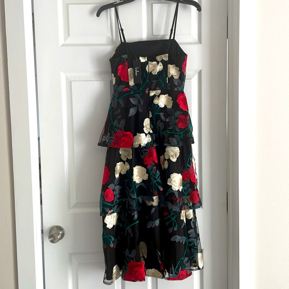 Lulus Forever Lovable Black Floral Embroidered Tiered Midi Dress - Picture 3 of 8